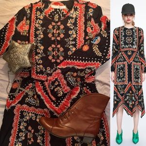 ZARA MIDI SCANDINAVIAN FLORAL DRESS